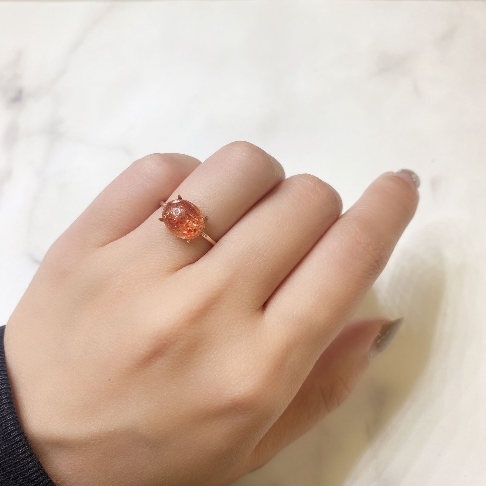イリュージョンサンストーン(宝石名フェルドスパー) タンザニア産 2.83ct 識別済[211013336]10.2×8.1mm前後