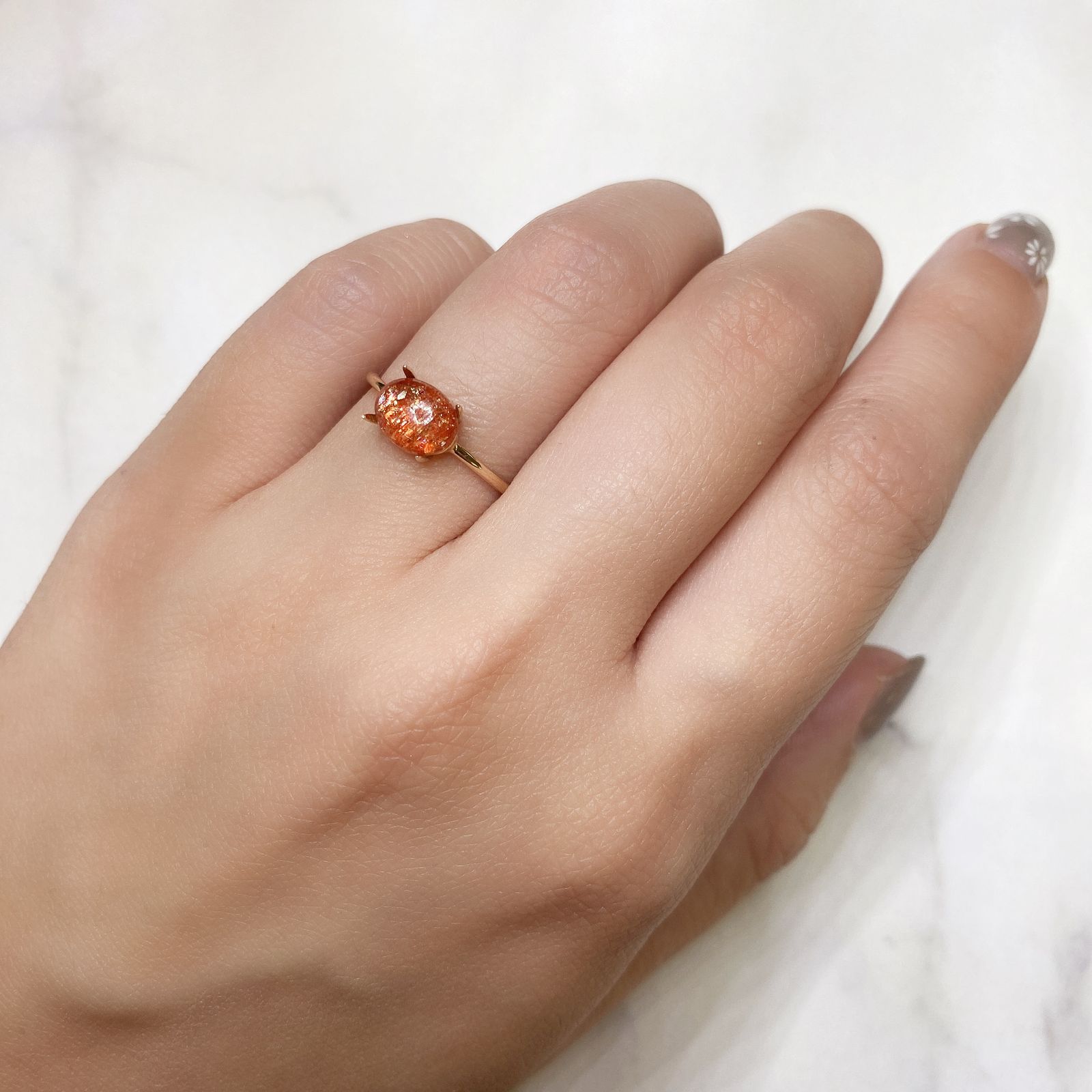 イリュージョンサンストーン タンザニア産 ルース 1.08ct[210812305]8×6.1mm前後
