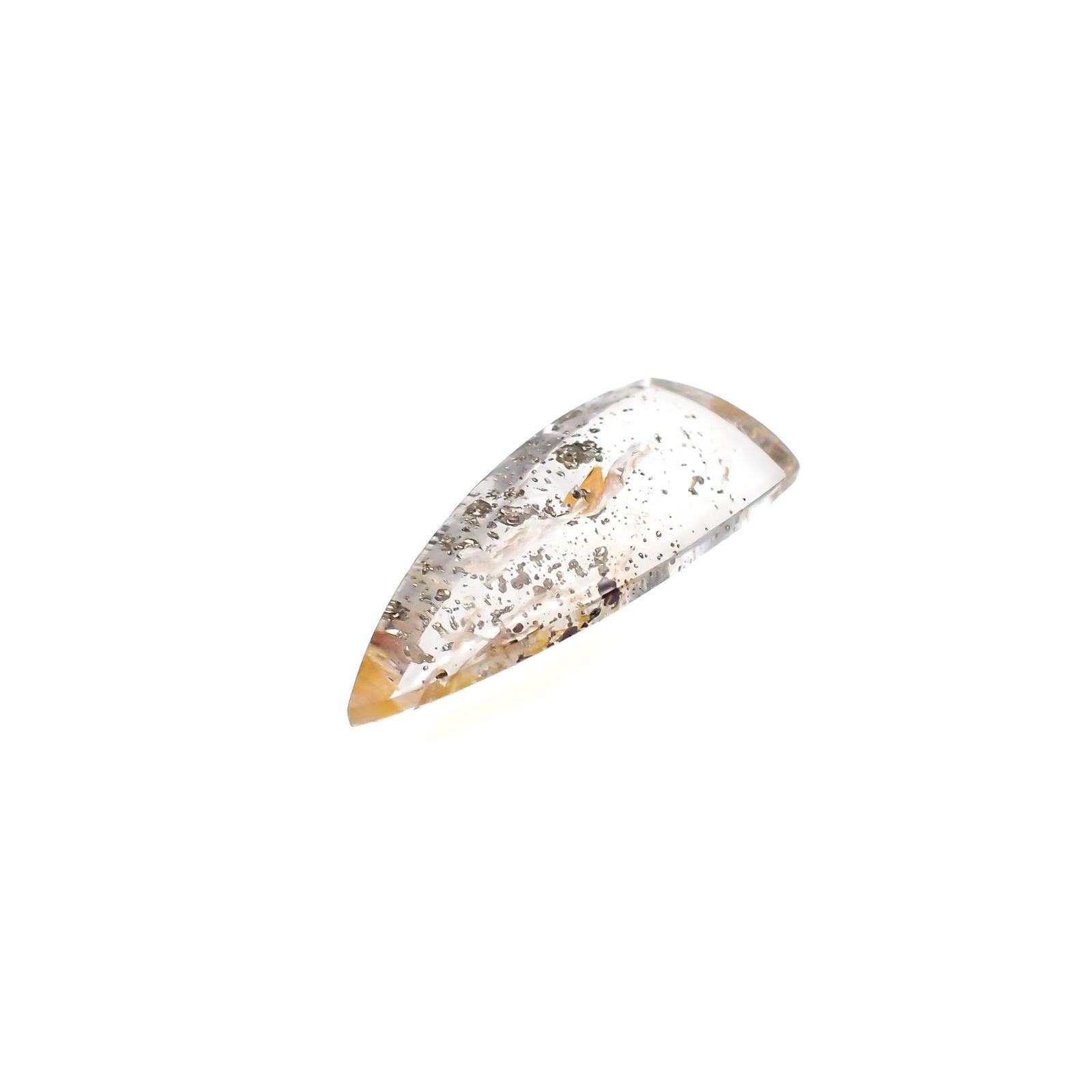 ◇カスタムカット◇パイライトインクォーツ  ブラジル産 12.65ct[220616630]27.3x11.2mm前後