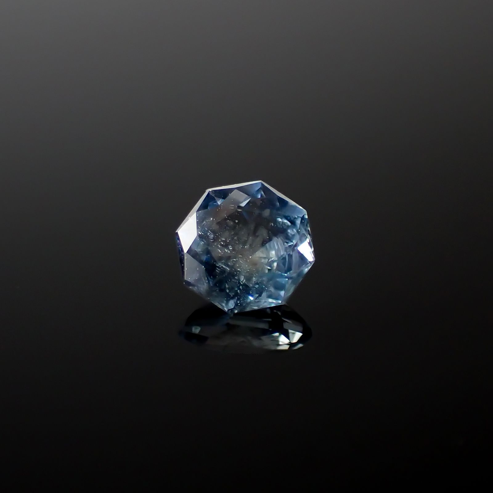 ◇オクタゴンカット◇アベンチュリンアクアマリン ブラジル・ミナスジェライス州産 0.46ct[240226004]5x4.9mm前後
