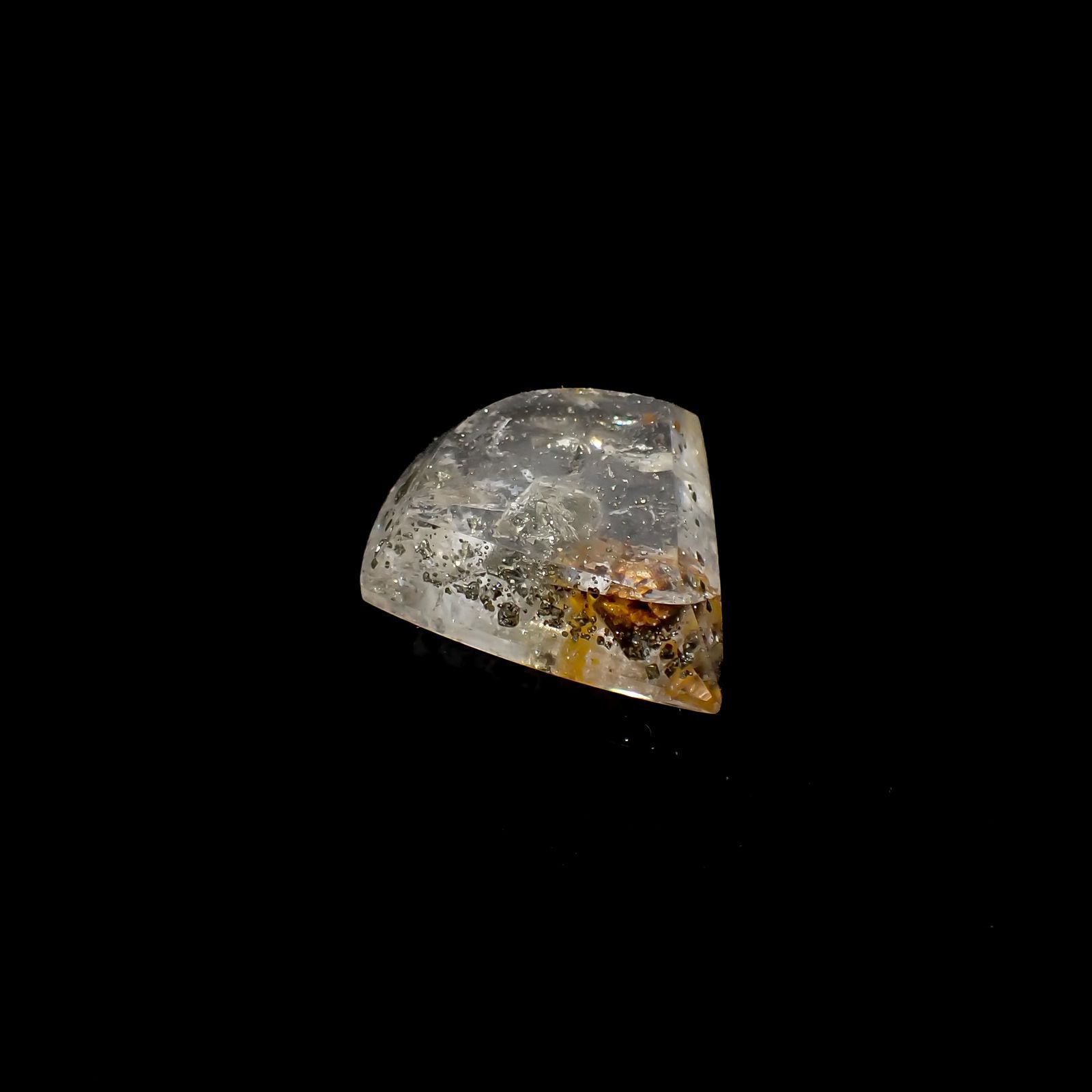 ◇カスタムカット◇パイライトインクォーツ  ブラジル産 14.59ct[220616629]20.7x18.9mm前後