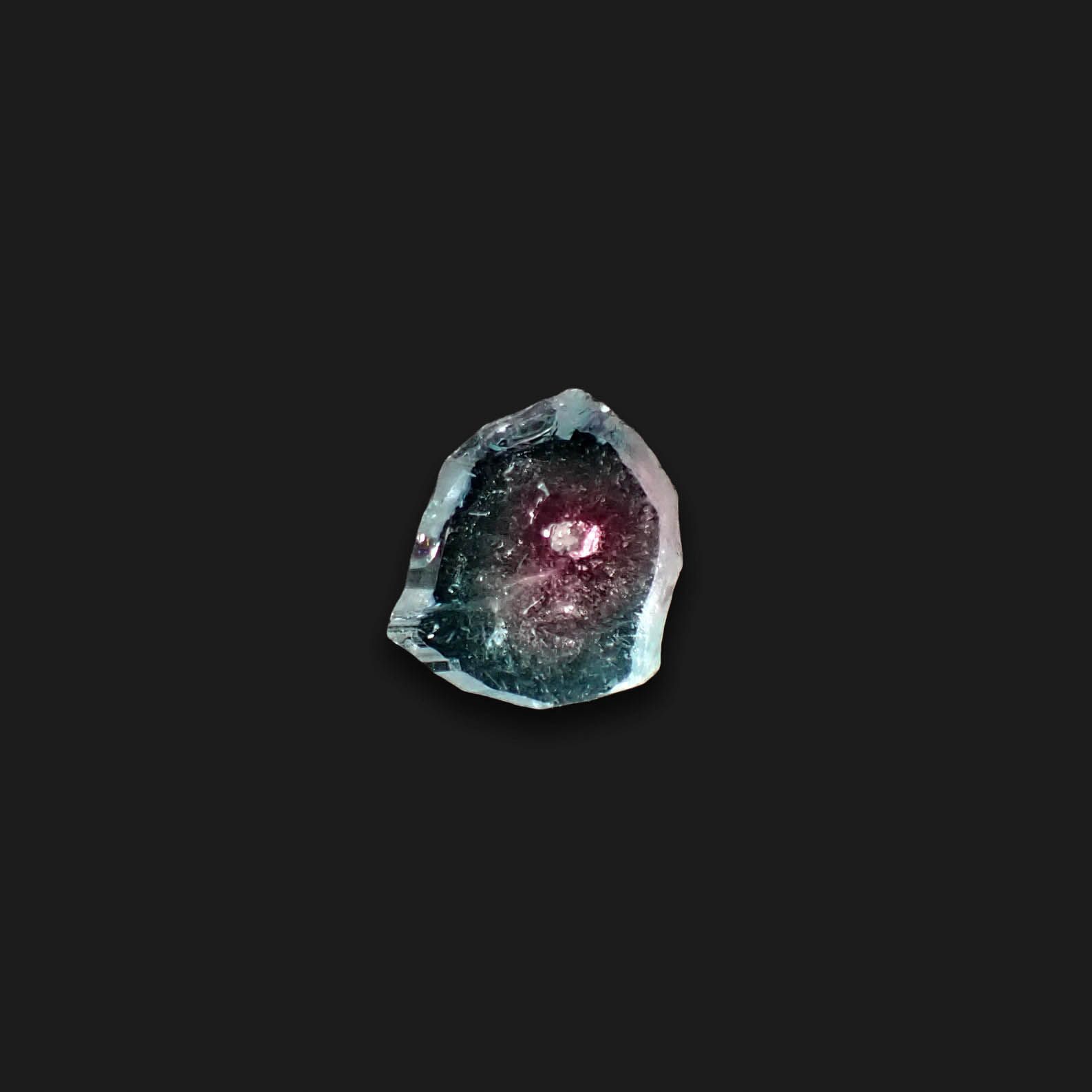 ウォーターメロントルマリン 原石スライス アフガニスタン産 1.83ct [250430213]7.7x6.7mm前後