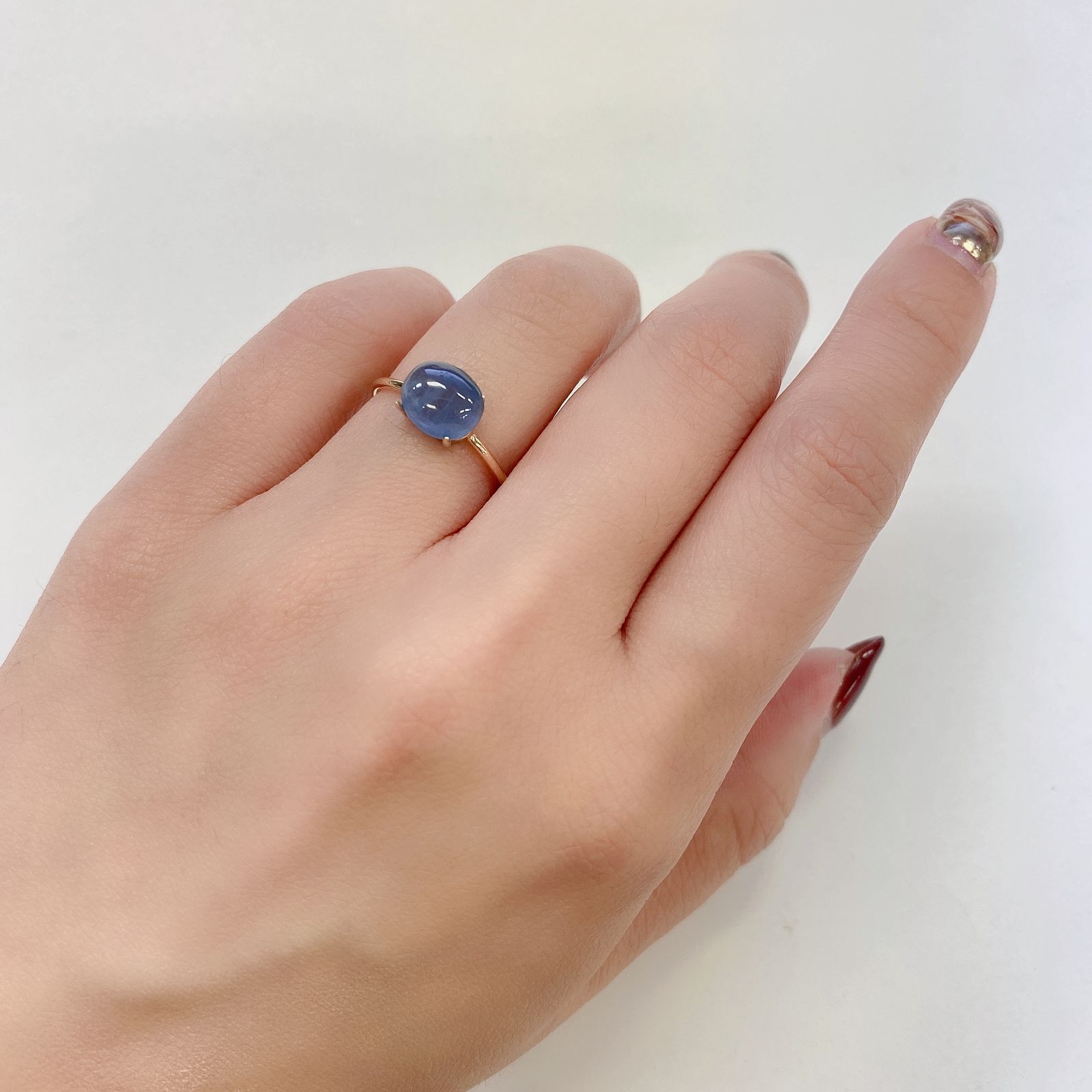 アパタイトキャッツアイ(宝石名ブルー・アパタイト・キャッツアイ)マダガスカル産 1.861ct ソ付(彩珠)[230823098]8.3x7.2mm前後