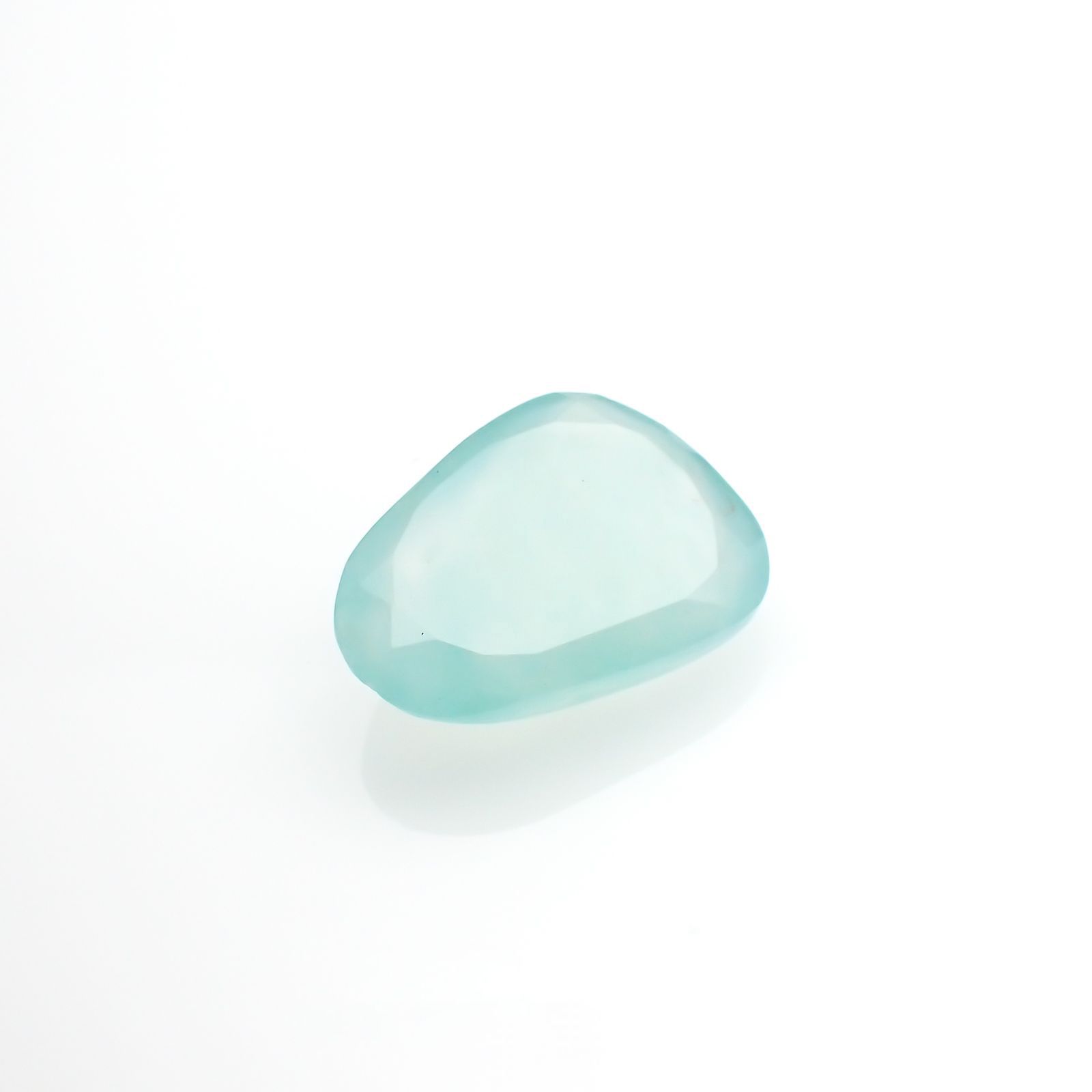 ◇ローズカット◇アクアプレーズ(宝石名ブルー グリーン・カルセドニー)南アフリカ産 4.18ct 識別済[230421888]13.7x10mm前後