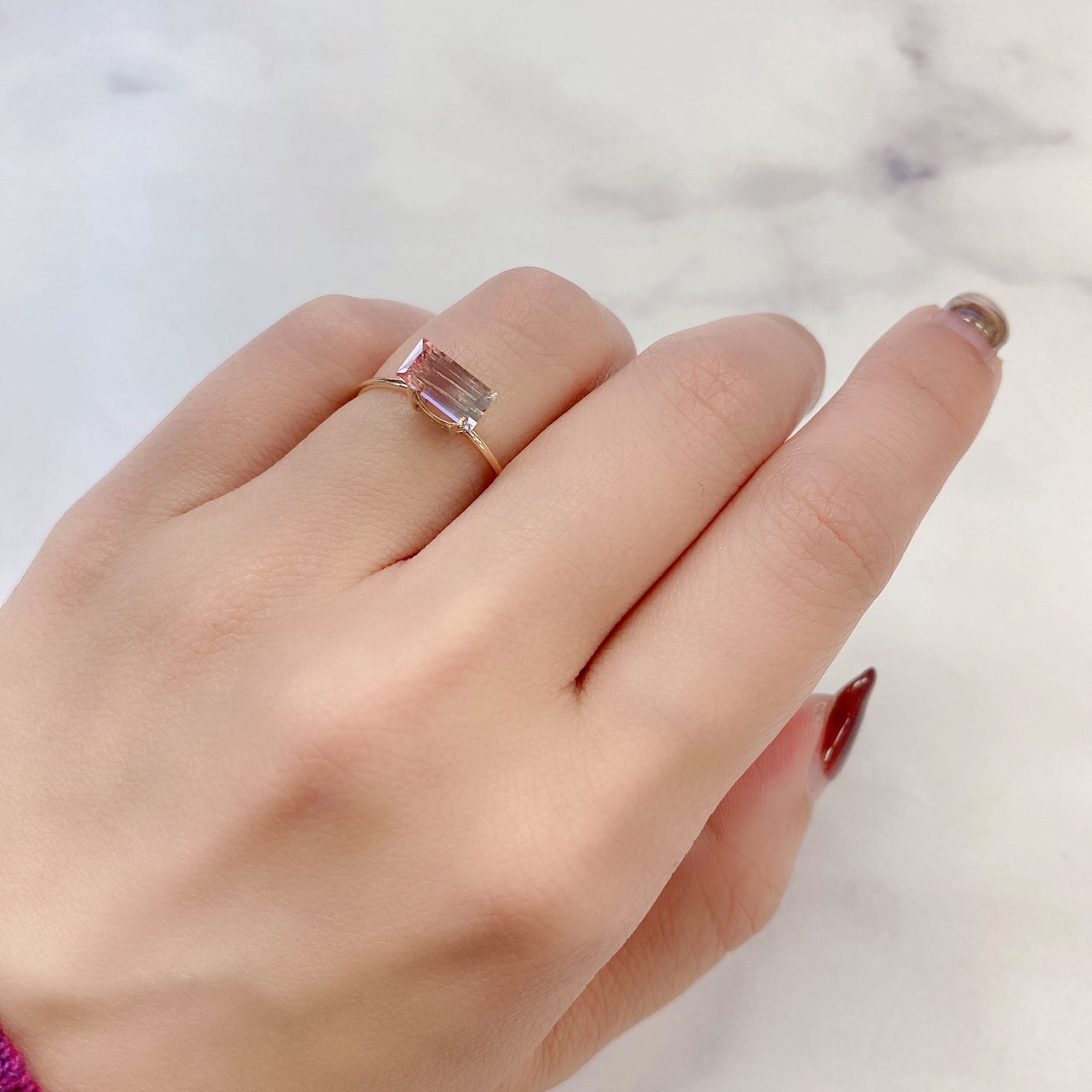 バイカラートルマリン(宝石名バイカラー・トルマリン) ブラジル産 1.271ct ソ付(彩珠)[210711603]8.4×4.2mm前後