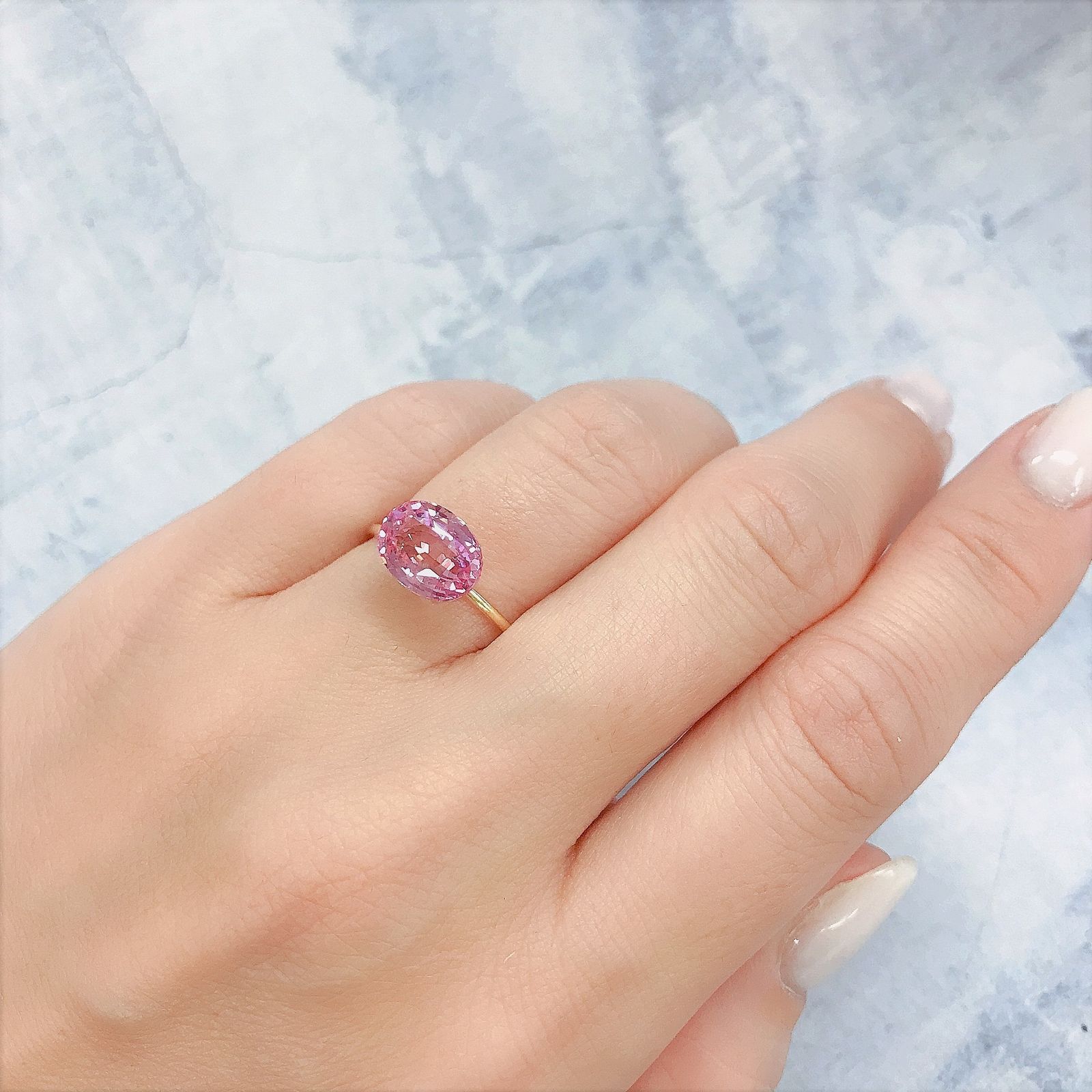 パパラチャサファイア(宝石名サファイア/別名パパラチャ・サファイア)スリランカ産 3.398ct 日独鑑付[220616443]9.96x7.43mm前後