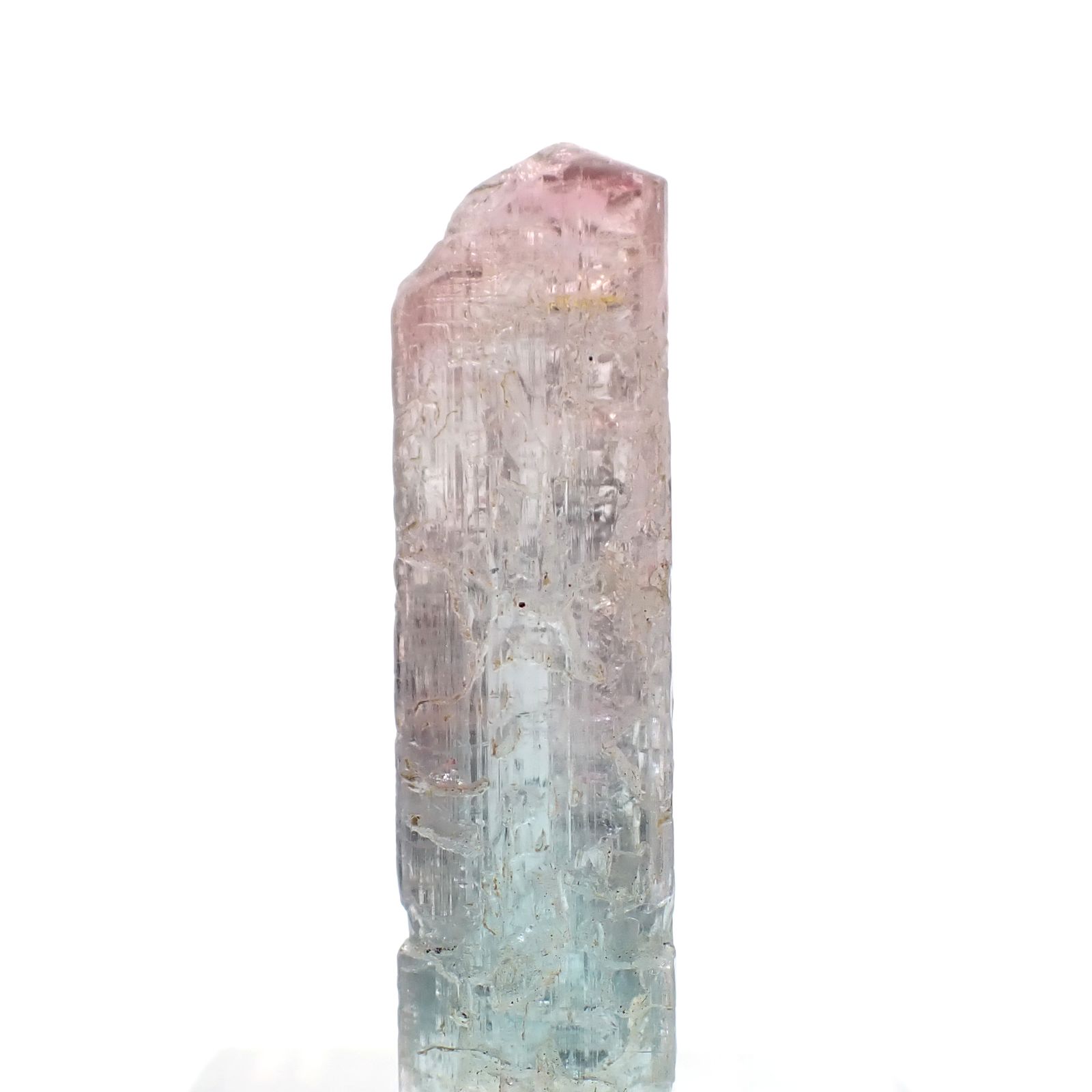 トルマリン柱状結晶原石 ブラジル ミナスジェライス州バーハ・ド・サリナス産 アクリル台座付き 24.45ct(4.89g) / 8.6x9.7x35.9mm前後 [260632364]