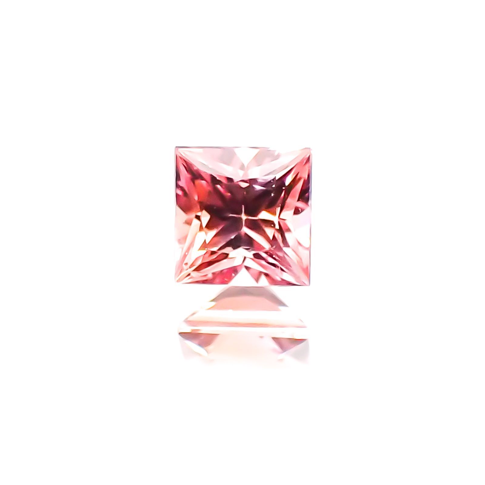 ◇プリンセスカット◇パパラチャサファイア ソーティング付き スリランカ産 ルース 0.135ct[20117821]2.6×2.6mm前後