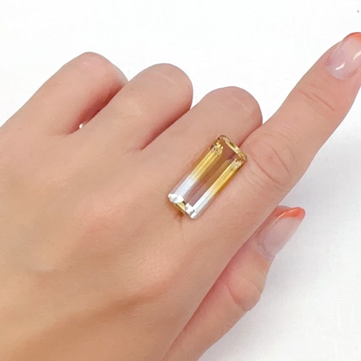 バイカラーシトリン ブラジル・ミナスジェライス州産 11.79ct[240326471]22.5x9.4mm前後