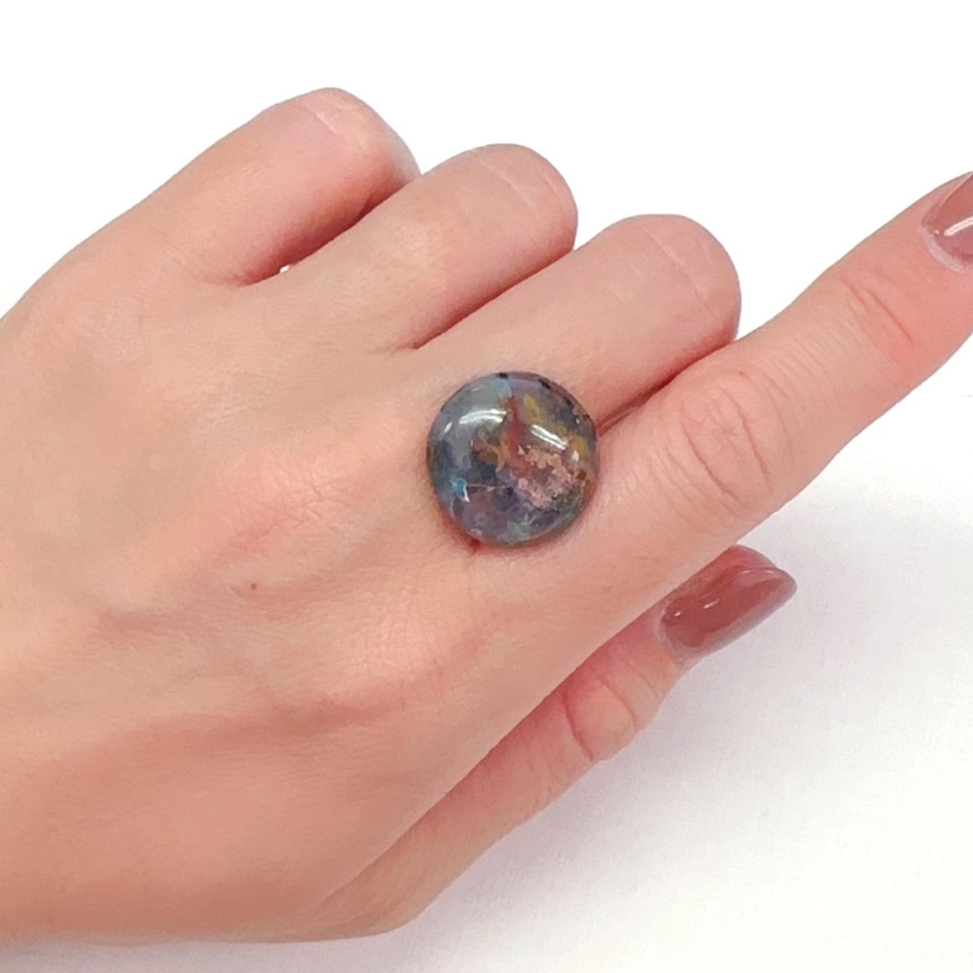コッパークリソコラインカルセドニー インドネシア産 16.25ct[240125547]17.9x17.7mm前後