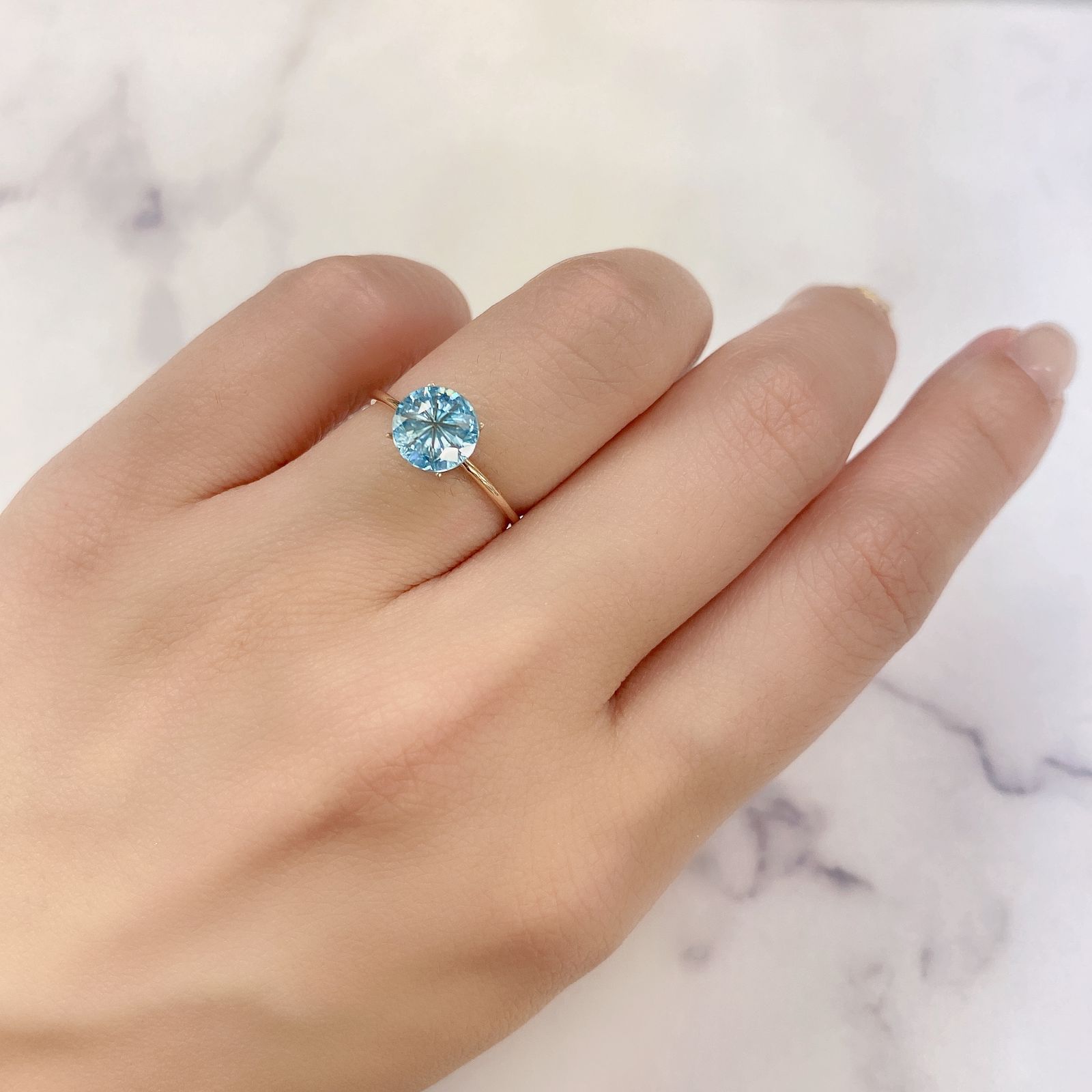 ◇甲州貴石切子Plus Three◇ブルージルコン(宝石名ジルコン) カード付き カンボジア産 1.84ct[210913351]7.1×7.1mm前後