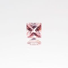 ◇プリンセスカット◇パパラチャサファイア スリランカ産 ルース 0.104ct ソーティング付き[20106944]2.57×2.56mm前後