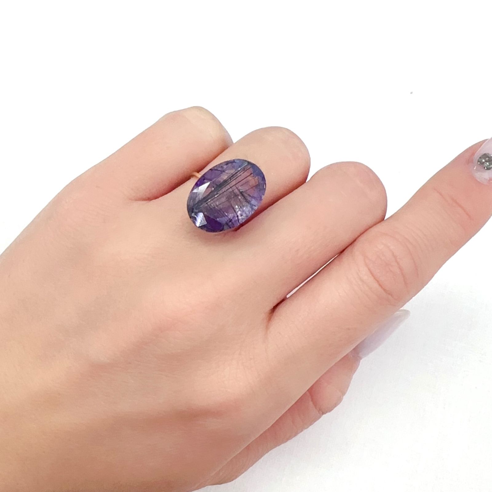 アメジストエレスチャル ナイジェリア産 9.86ct[231224661]17.9x12.6mm前後