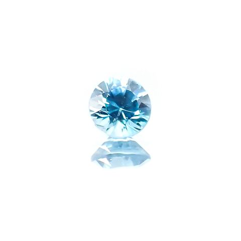 <ランダムセレクト1個販売> ブルージルコン ラウンドカット カンボジア産 約0.42ct / 4x4mm前後 [20095739]