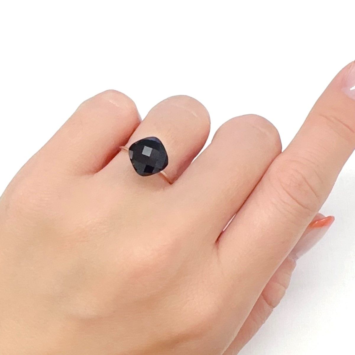 ◇チェッカーカット◇モリオン チベット産 3.51ct[240427379]9.2x9.1mm前後