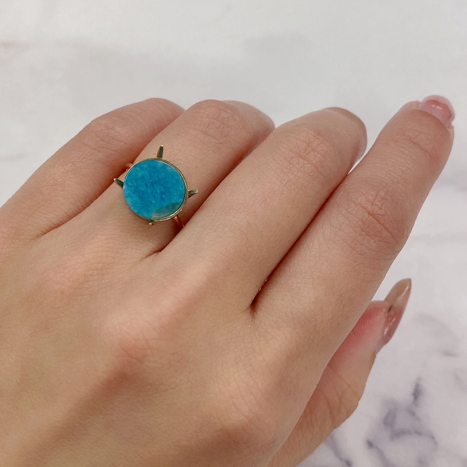 マトリックスアマゾナイト(アマゾナイトインクォーツ/フェルドスパー) ブラジル産 2.99ct[230823091]11x11mm前後