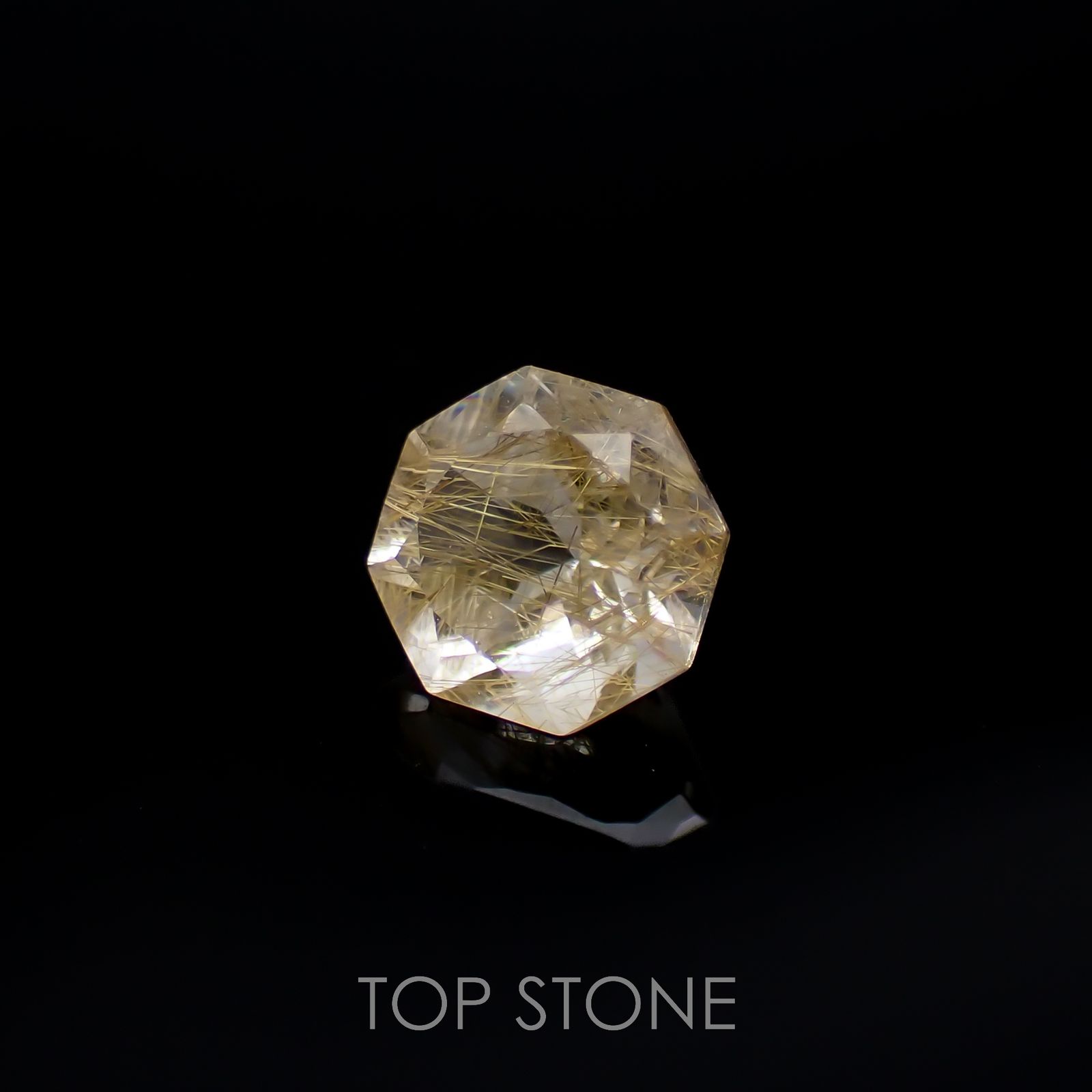 ◇オクタゴンカット◇ルチルクォーツSA(宝石名ルチルレイテッド・クォーツ)ブラジル産 0.53ct 識別済[220817468]5.1x5mm前後