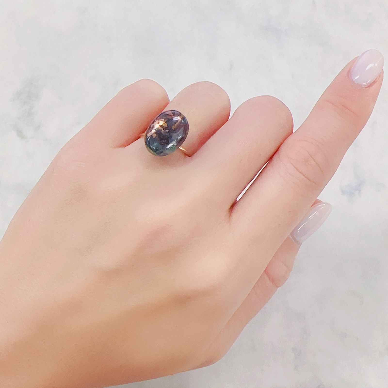 コッパークリソコラインカルセドニー インドネシア産 8.89ct[230722637]14.4x10.7mm前後