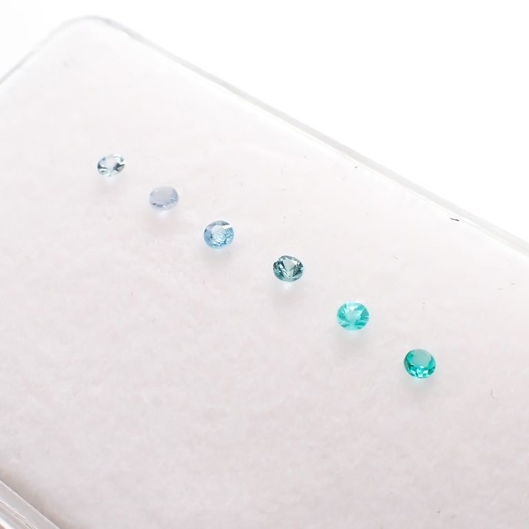 パライバトルマリン カラーグラデーション6pcsセット(宝石名トルマリン)ブラジル産 0.19ct(6pcs合計) 識別済[230220338]2x2mm前後