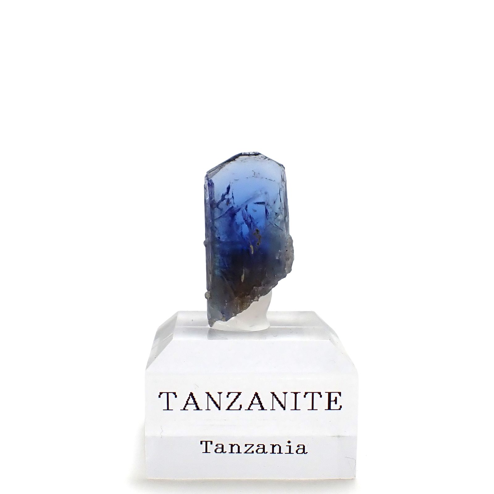 タンザナイト原石 タンザニア産 アクリル台座付き 28.38ct(5.67g) / 9.3x13.6x26.2mm前後 [260632368]