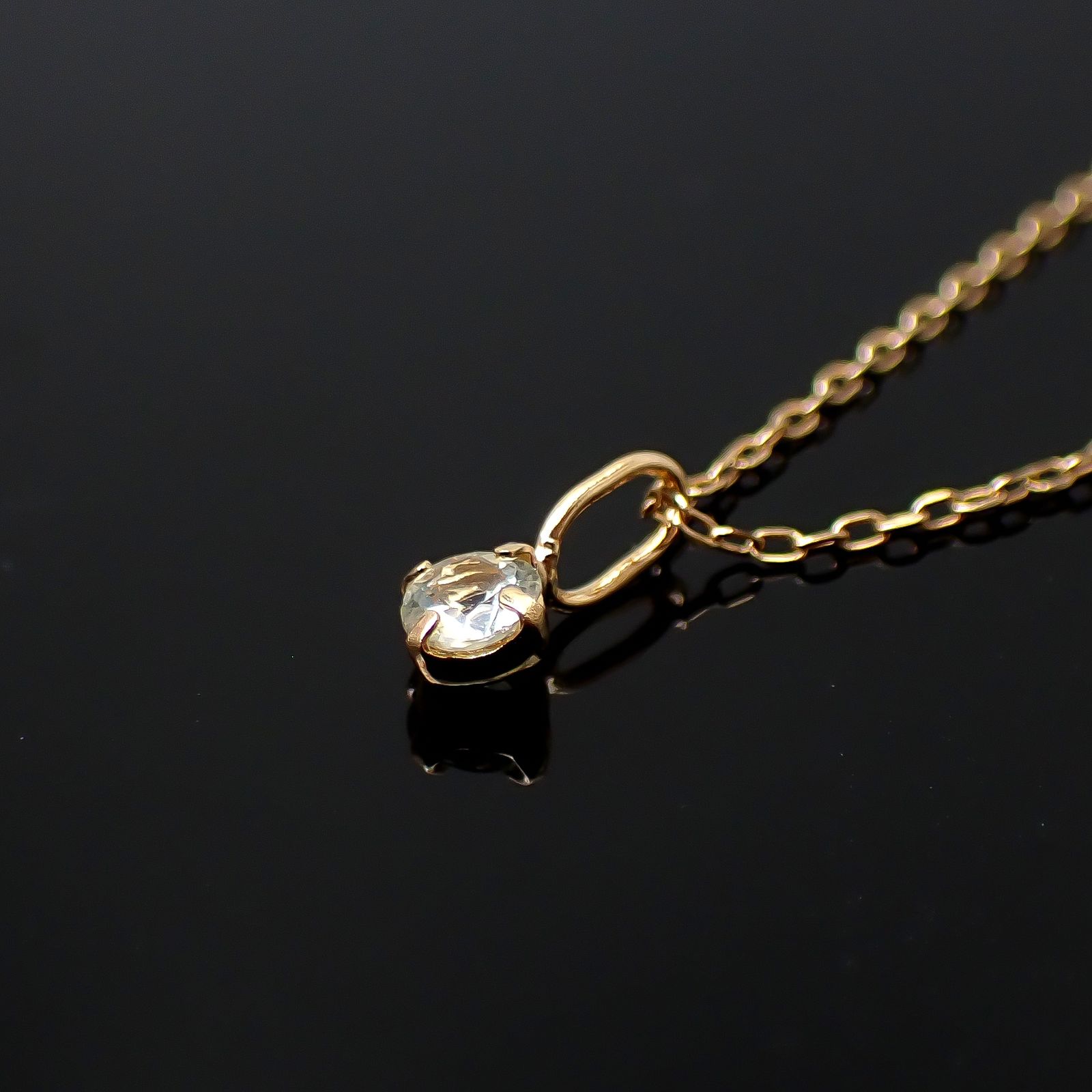 ◇K18 Petitデザイン限定品◇一粒石ジュエリー | ホワイトダイオプサイド 3mm [チャーム/ペンダントトップ※チェーン別売り]