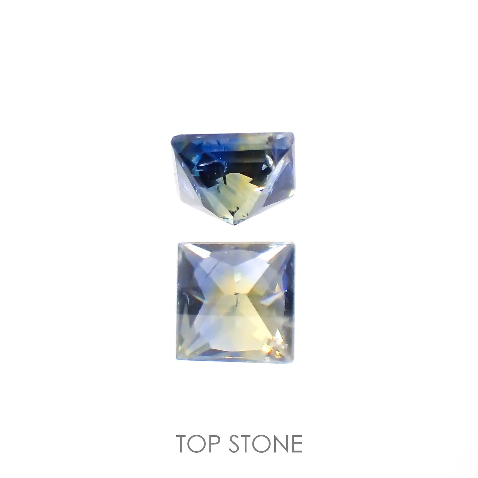 ◇プリンセスカット◇バイカラーサファイア(宝石名バイカラー・サファイア)タンザニア産 0.22ct 識別済[220113887]3.1x3.1mm前後