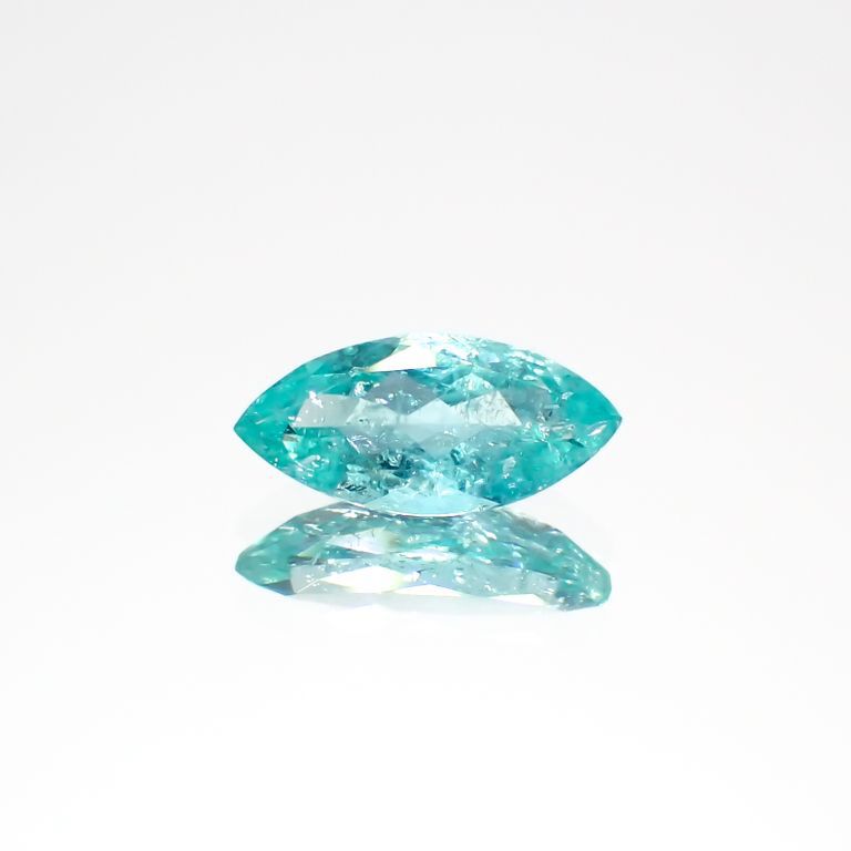 パライバトルマリン(宝石名トルマリン/別名パライバ・トルマリン)ブラジル・キントス鉱山産 0.497ct ソ付(宝貴協)[221018746]8.3x3.9mm前後