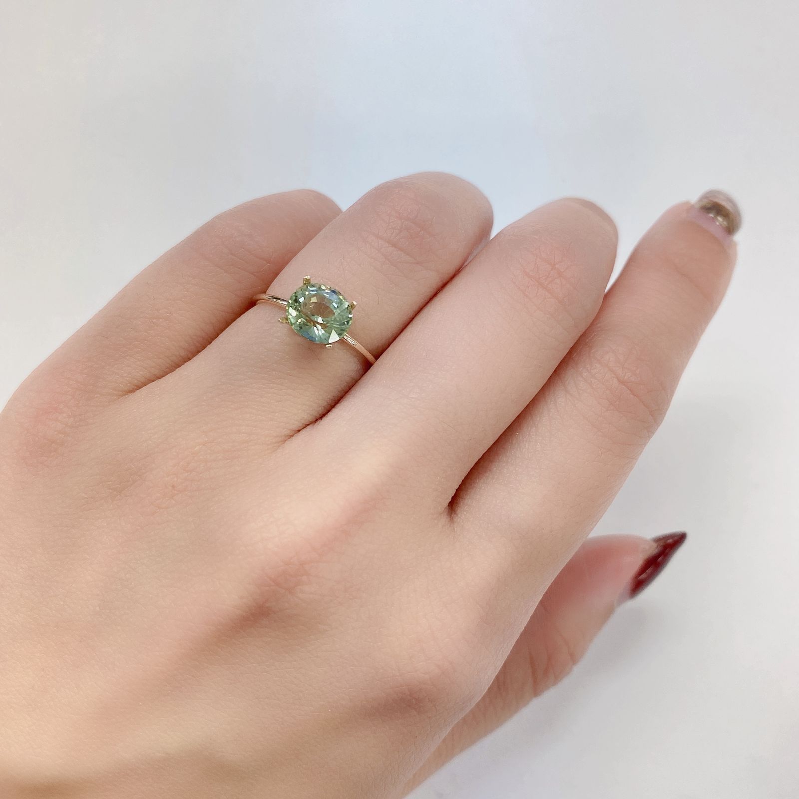 ミントトルマリン(宝石名ライトグリーン・トルマリン) ルワンダ産 1.788ct ソ付(彩珠)[210510003]7.6×6.7mm前後