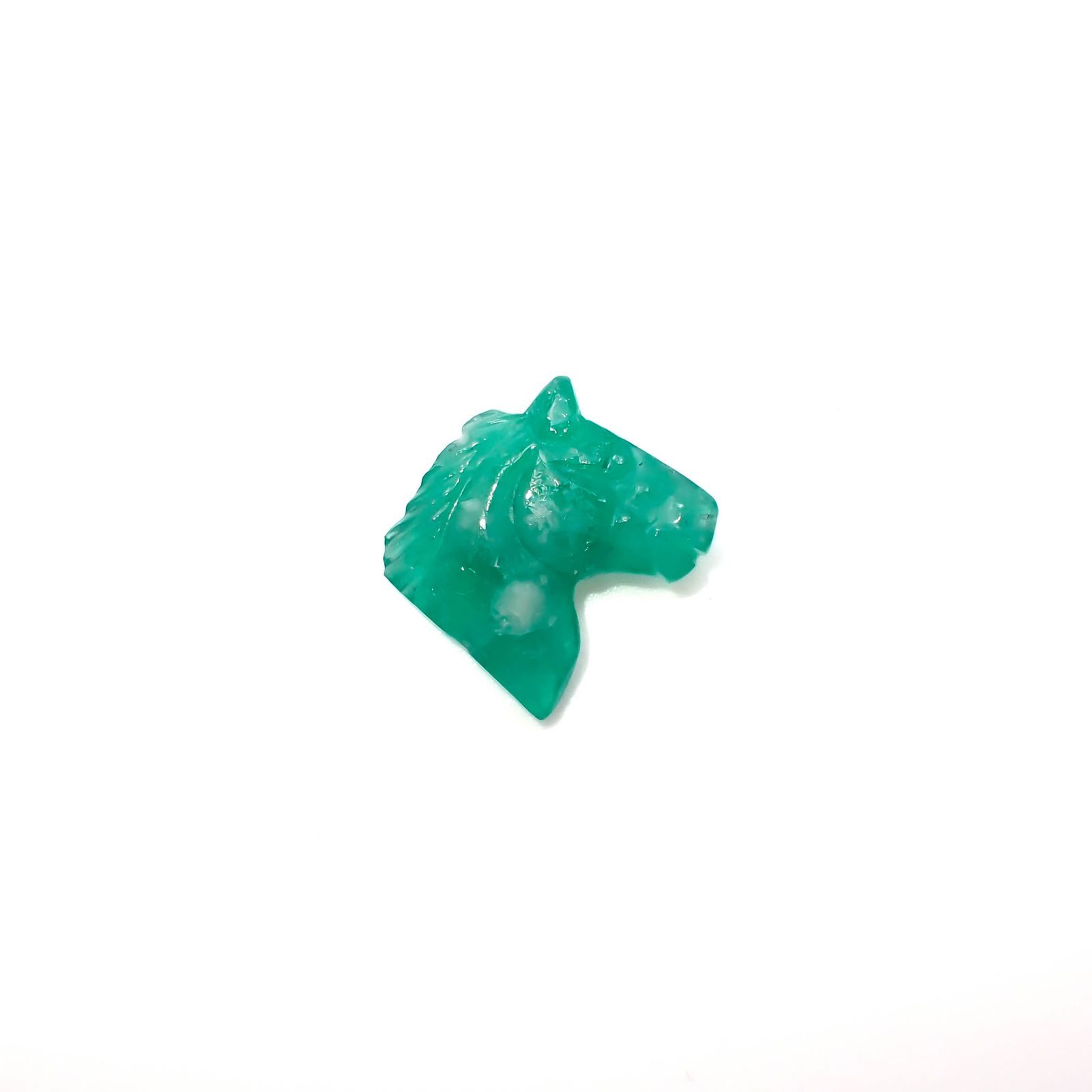 ◇カスタムカット・馬彫刻◇エメラルド コロンビア産 3.58ct[230421698]12.3x11.8mm前後