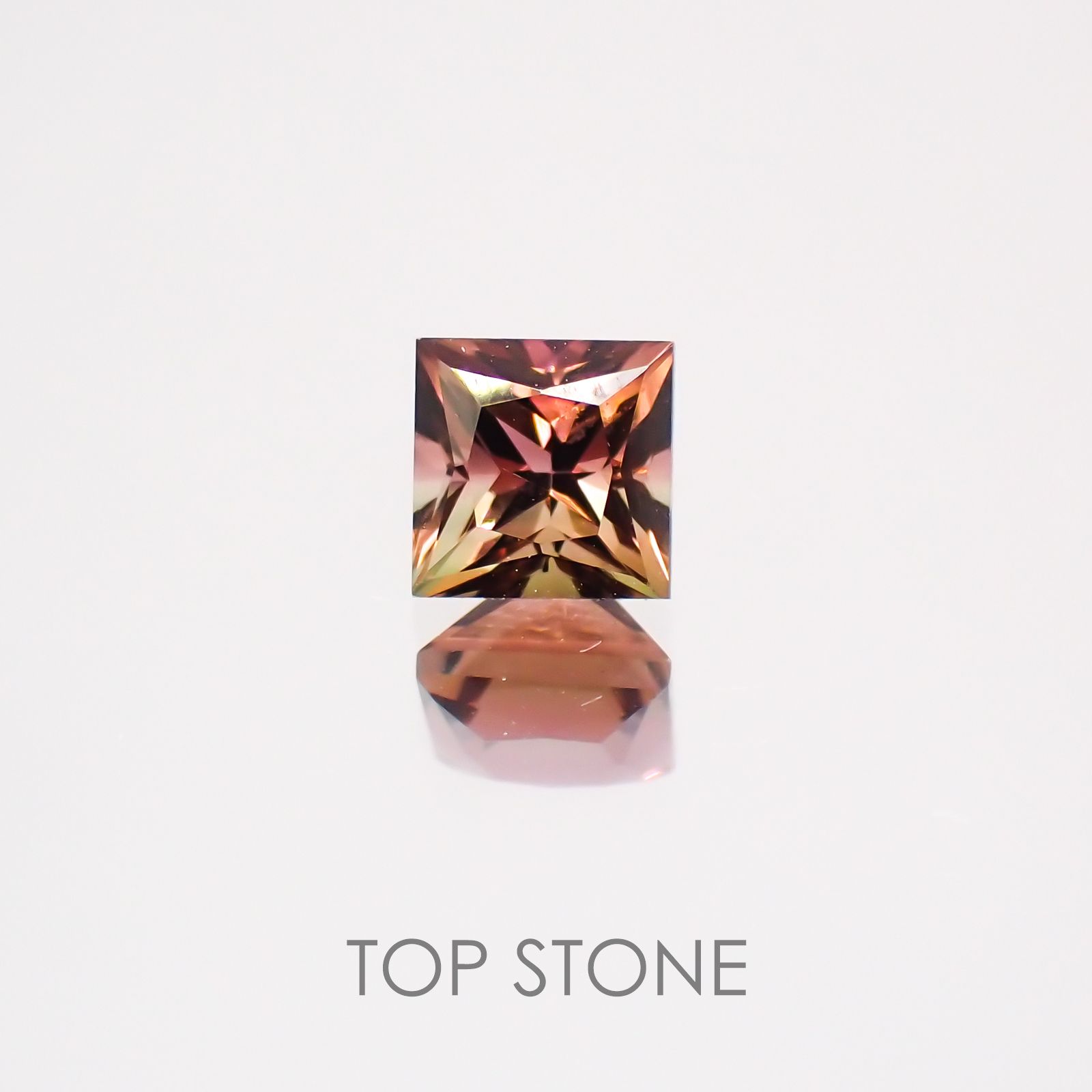 ◇プリンセスカット◇バイカラートルマリン ブラジル産 ルース 0.44ct[21018907]3.9×3.9mm前後