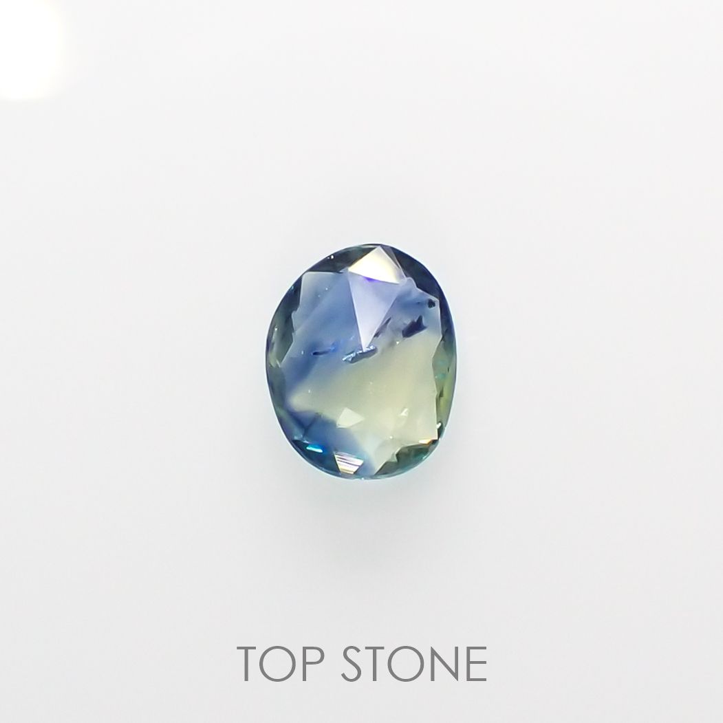 ◇ローズカット◇バイカラーサファイア(宝石名バイカラー・サファイア) マダガスカル産 0.56ct 識別済[210913206]6.5×5.2mm前後
