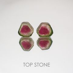 ウォーターメロントルマリン 2個セット ブラジル産 原石・結晶 2.13ct[21019628]6.7-6.8×6.8-6.9mm前後