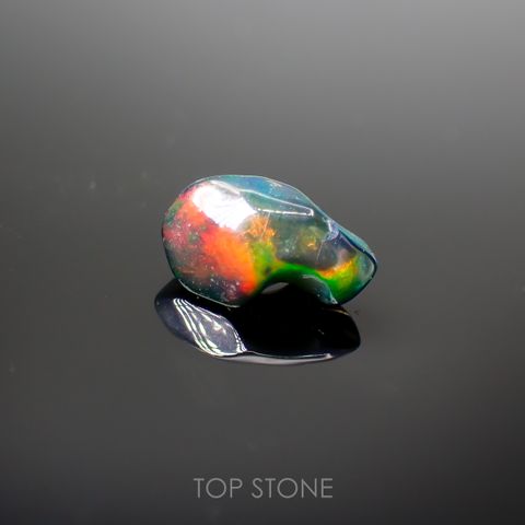 ◇バロック型◇ブラックオパール(宝石名オパール/加熱処理) エチオピア産 1.55ct 識別済[211013505]12×6.3mm前後