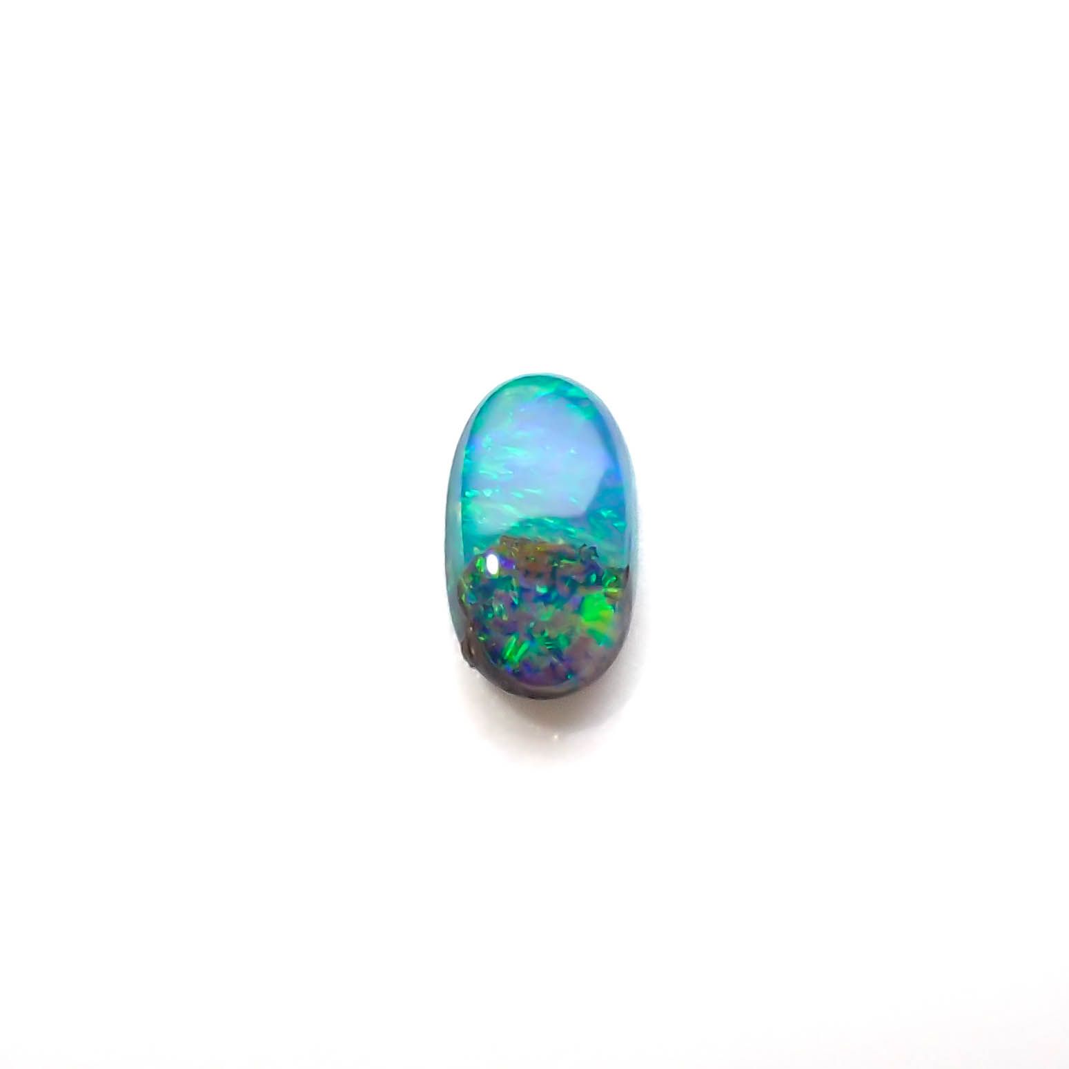 ボルダーオパール 原石磨き オーストラリア産 0.74ct[231225148]7.6x4.5mm前後