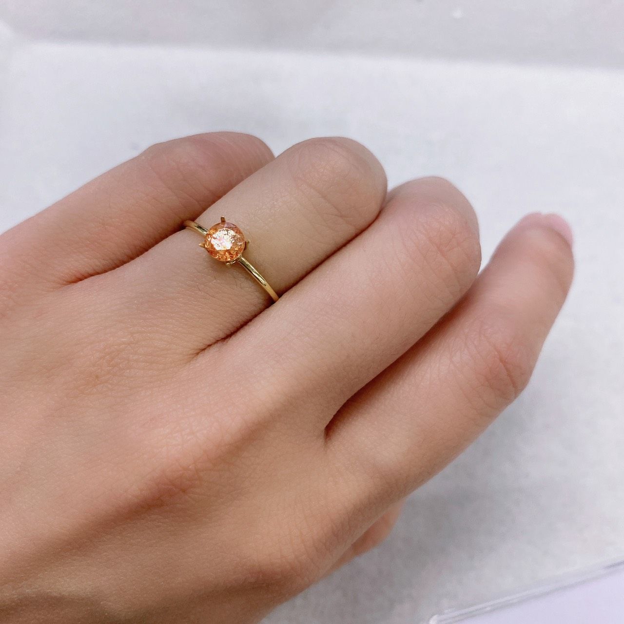 イリュージョンサンストーン タンザニア産 ルース 0.46ct[210812294]5×5mm前後