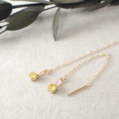 ペンダント空枠(ピアス加工)：石留め▶スペサルティンガーネット（お客様製作例）