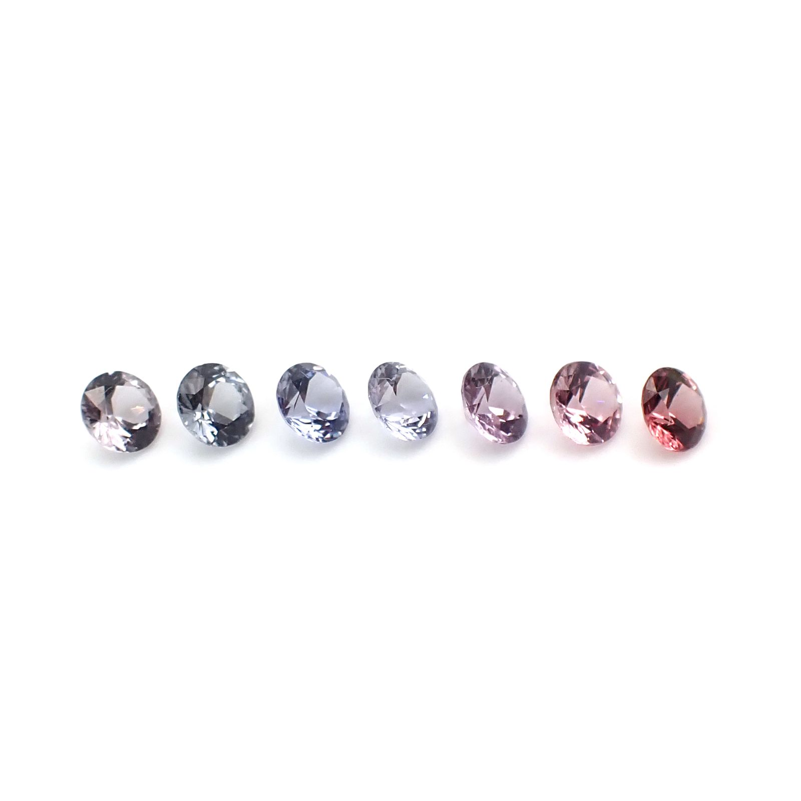 スピネル カラーグラデーション7個セット(宝石名スピネル)ビルマ/マダガスカル産 識別済 1.18ct(7pcs合計) / 3.3-3.4x3.3-3.4mm前後 [260331895]