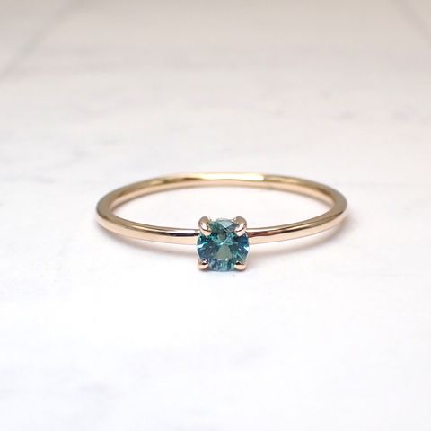 リング空枠：石留め▶ブルーグリーンコーネルピン（お客様製作例）
