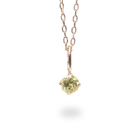 ◇K18 Petitデザイン限定品◇一粒石ジュエリー | パロットクリソベリル 3mm [チャーム/ペンダントトップ※チェーン別売り]