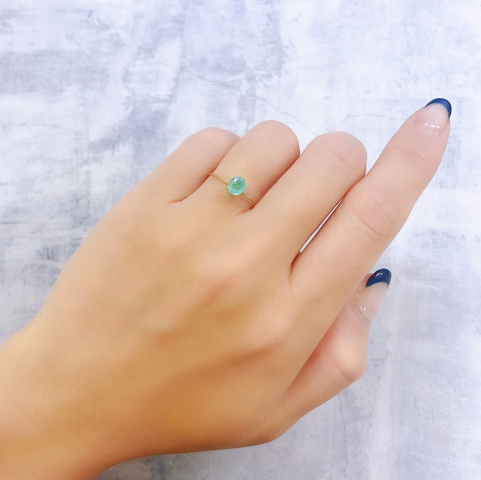 パライバトルマリン(宝石名トルマリン/別名パライバ・トルマリン)ブラジル・キントス鉱山産 0.417ct ソ付(宝貴協)[221018734]5.2x4.5mm前後