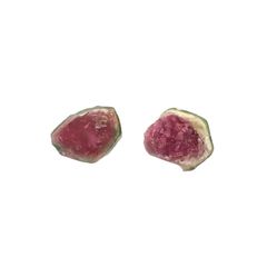 ウォーターメロントルマリン原石スライス 2個セット ブラジル産 2.84ct[220515694]9.5x7.3-7.4mm前後