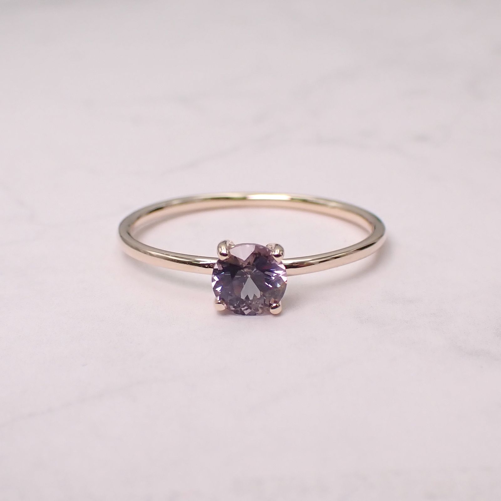 リング空枠：石留め▶ラベンダースピネル（お客様製作例）