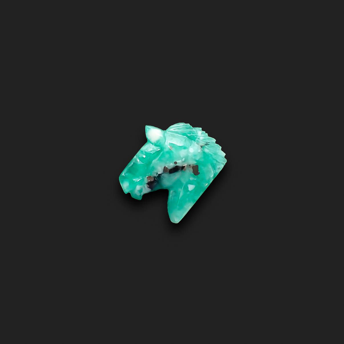 ◇カスタムカット・馬彫刻◇エメラルド コロンビア産 4.53ct[230421699]11.8x13.4mm前後