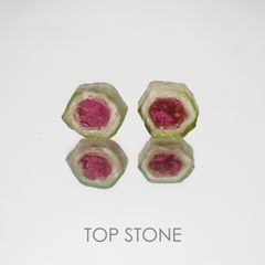 ウォーターメロントルマリン 2個セット ブラジル産 原石・結晶 2.25ct[21019627]7.1-7.7×6.6-6.9mm前後