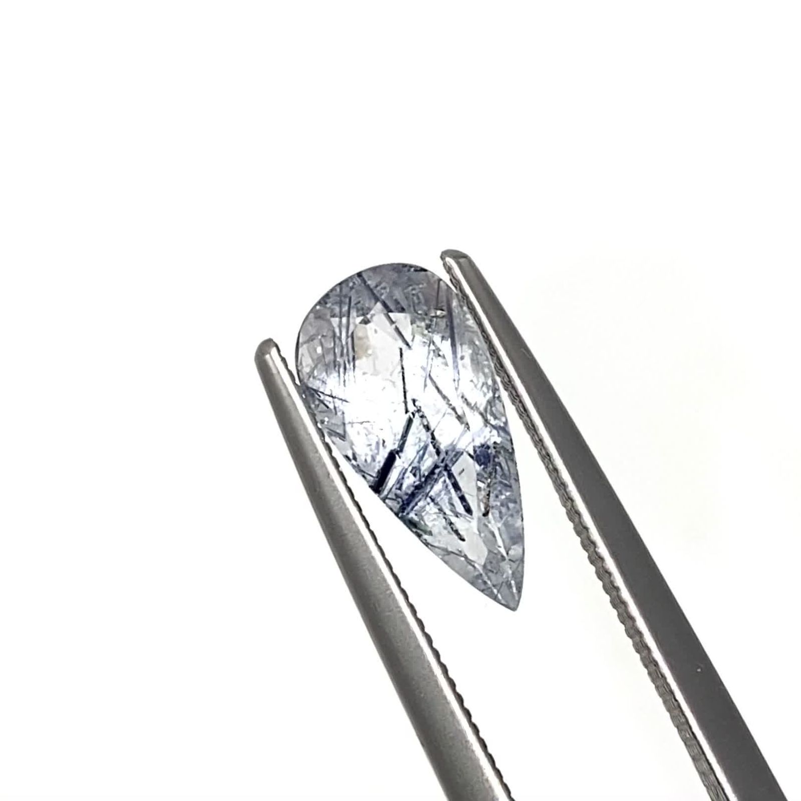 インディゴライトインクォーツ ブラジル産 1.43ct / 11.4x5.7mm前後