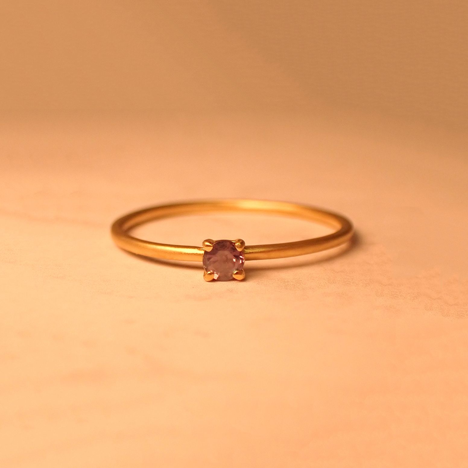 リング空枠：石留め▶アレキサンドライトキャッツアイ（お客様製作例）