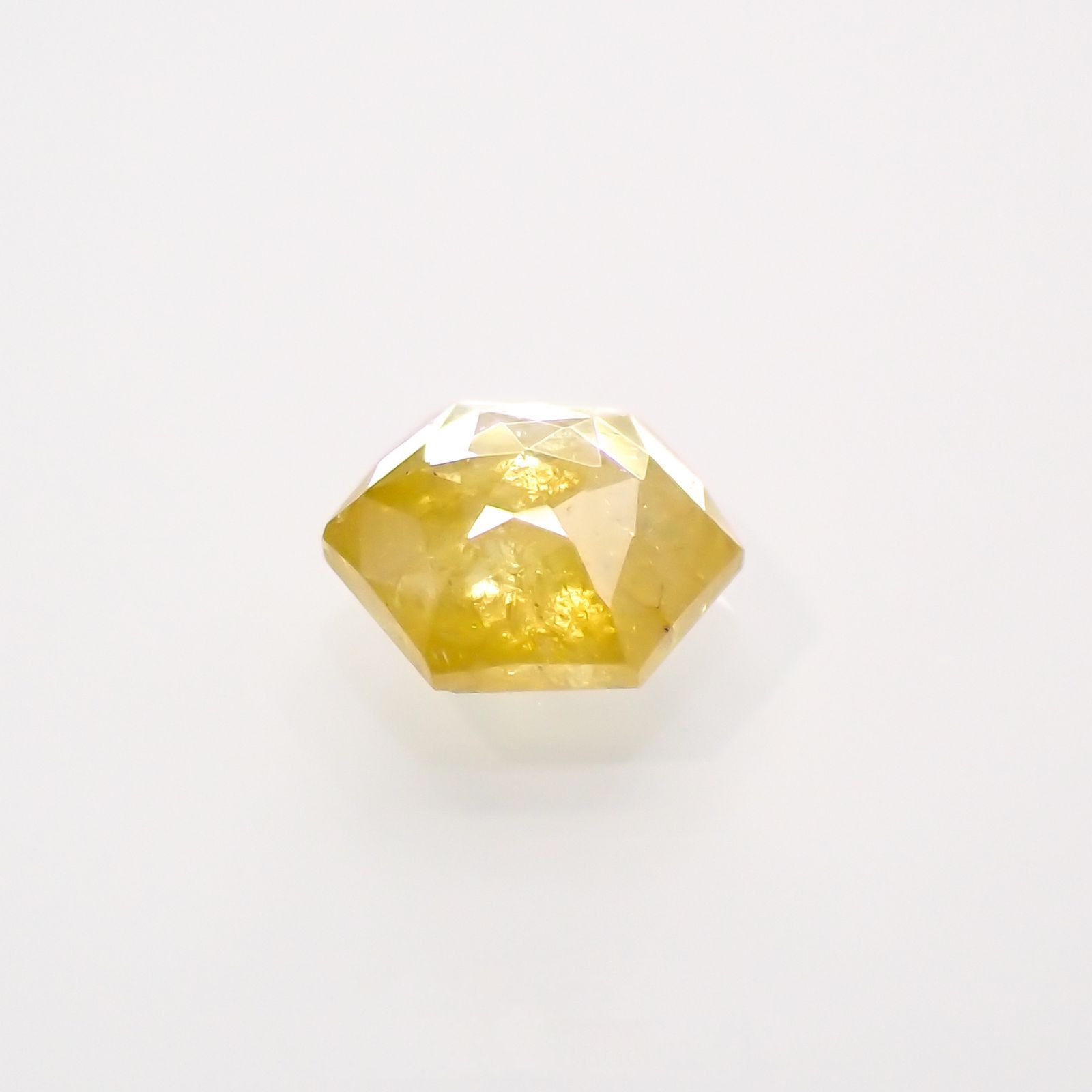 ◇ヘキサゴンアンティークカット◇イエローダイヤモンド(宝石名ダイアモンド) 南アフリカ産 0.13ct 識別済[210813118]2.9×2.9mm前後