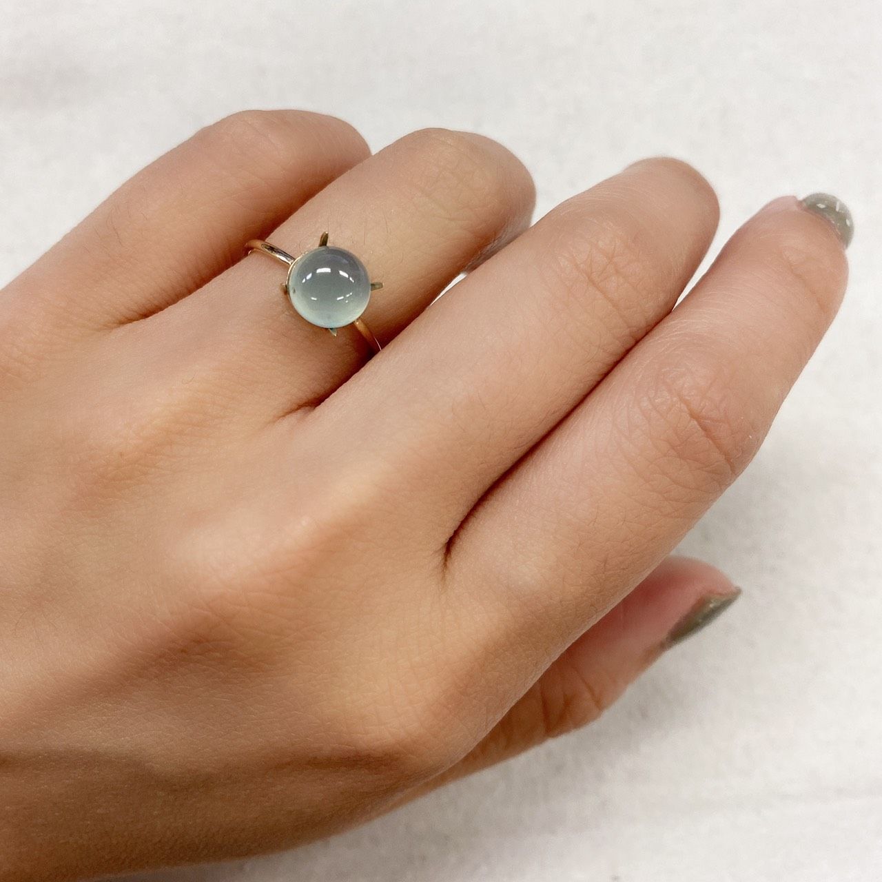 アクアプレーズ(宝石名ブルー グリーン・カルセドニー) 南アフリカ産 2.15ct 識別済[210912340]7.8×7.8mm前後