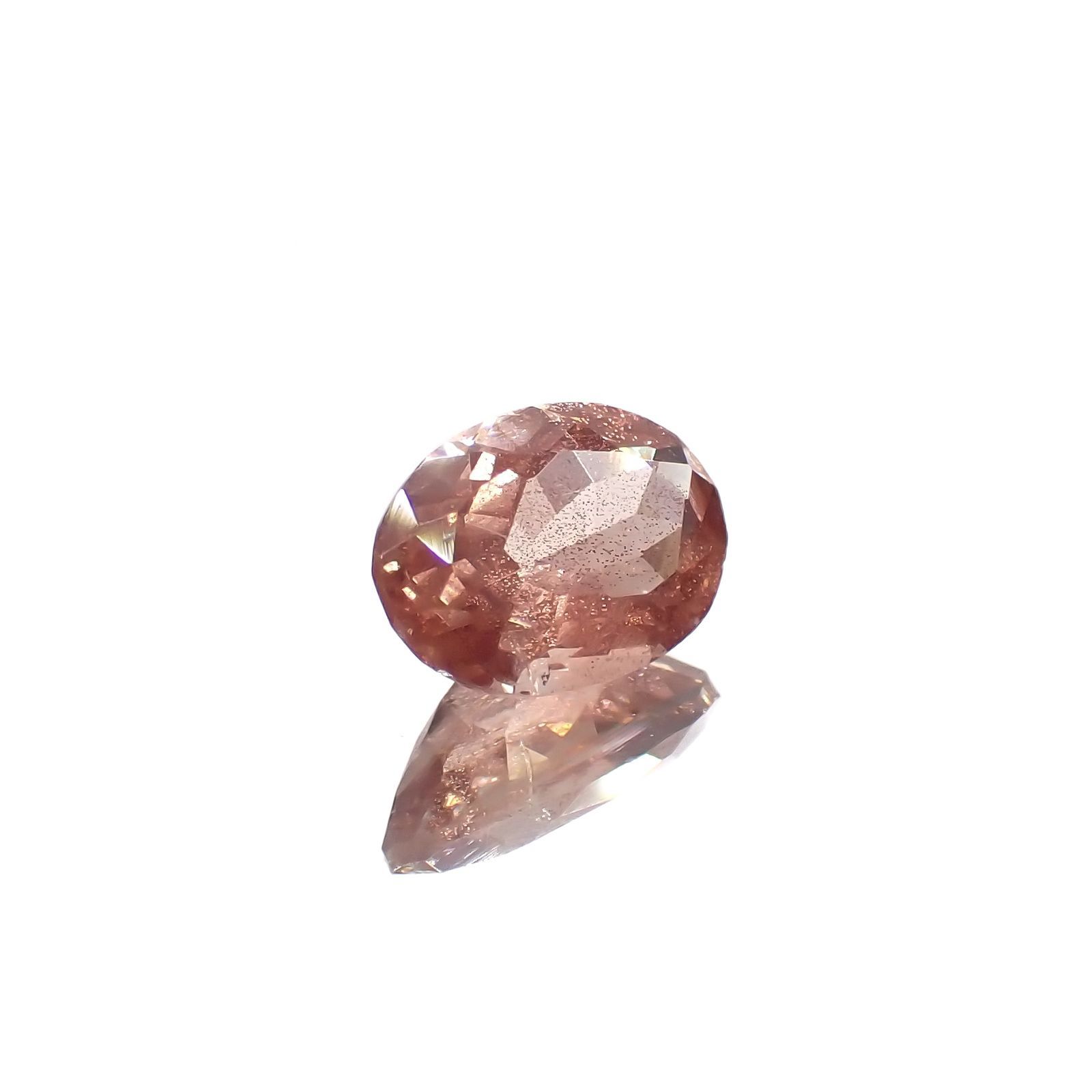 エチオピアサンストーン(宝石名アンデシン・ラブラドライト)エチオピア産 識別済 0.77ct / 7.2x5.2mm前後 [230321317]