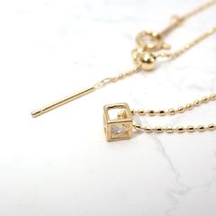◇K18 Reinette（レネット）◇クリスタル(天然水晶) | キューブボックスデザイン [チャーム/ペンダントトップ※チェーン別売り]